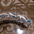 Playing Dolphins Pewter 3 Candle Holder Signed W  F   Blue And Silver 