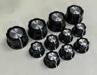 Lot 11 Black Knobs W  Metal Inlays For Guitar Ham Radio Amp Taiwan 4 Rn-99d   7