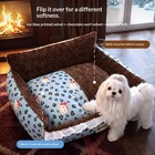 Pet Sofa Bed Leopard Print Enclosed Warm Soft Dog Cat Cushion Mat House
