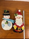 Vintage Handmade Felt Christmas Decorations Santa   Snowman