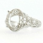 Filigree Sterling Silver Semi Mount Ring Setting Oval Ov 9x7mm Vintage Repro