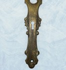Antique Unique Ornate Brass Art Deco Door Knob Back Plate W  Keyhole 8    X 1 75   