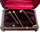 Antique Victorian Three 3 Hat Lapel Jabot Pin Brooch All Gold Filled Faux Pearl