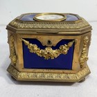 19th C French Gilt Bronze Enamel Jewelry Casket Inscribed Miniature Portrait