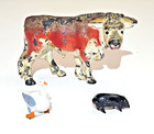 Britains Ltd Farm Animal Lot - 3 Cow Chicken Pig Figures Vintage Lead Toys