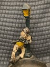 Vintage Cast Iron Ashtray Drunk Man On Lamp Post 5  Tall Vintage Weathered
