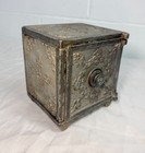 Large Rare Antique 19th Century Ornate Cast Iron Safe Deposit Coin Still Bank