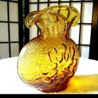  Vintage Amber Gold Art Glass Vase  Flower Mcm  8  Tall Boho 