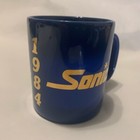 Vintage Sonic 1984 Kiln Craft Coffee Mug Cup Blue Gold Staffordshire England