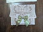 3 Hand Purses bags Hm W up-cycle Vtg Pink Crochet-beige Lace-ivory Doily X Gifts