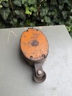 Antique Wood   Iron Single Sheave Pulley Block Rigging Hoist  Maritime Use    
