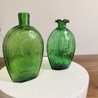 Set Of 2 Decor Green Glass Bottles