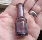 Hoyts Nickel Cologne 1890s Amethyst Perfume Bottle Only 2 3 8 tall Hand Blown