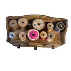 Vintage Wooden Sewing Box Hand Painted Floral 4 Drawer Thread Spool Organizer