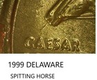 1999 P Delaware State Quarter Error Reverse Die Crack Spitting Horse