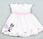 Disney Minnie Mouse Dress Baby Girls 18m White Pink Polka Dot Easter Party Bow