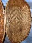 Vintage  wicker Basket  Large Handwoven Wood Base Double Handle 18 