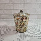 Vintage Daher English Tin Embossed Floral Pattern W  Lid Flower Pattern Ornate