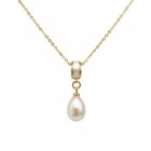 Freshwater Pearl Jewelry Set Teardrop Necklace Earrings Gold Bridal Gift