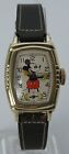 Beautiful Rare 1930 s Gold Tone Ingersoll Deco Tank Mickey Watch Clean Running 