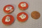 50s Vintage French Ceramic Button Set 4 Handpainted Modernist Red Gold Speckled