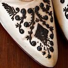 Antique Edwardian Hand Made White Beaded Kid Wedding Heels Shoes Zz031