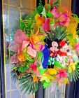 Mickey Minnie Spring Summer Front Door Wall Wreath 24 Inch Floral Decor Handmade