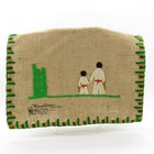 Signed Vintage Mexican Folk Art Table Placements Hand Embroidered Burlap Fabric