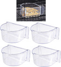 Lot Of 4 Bird Cage Clear Plastic Seed Water Feeder Cups