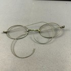 Antique Standard Optical Wire Rim Round Eyeglasses And Case