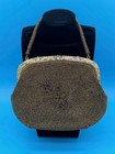 Vintage Beaded Handbag  Metal Kiss-lock Clasp Closure And A Beaded Rope Handle 