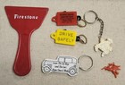 Vtg Auto Advertising Lot Firestone Ice Scraper Keychains Michelin Mobile Pegasus