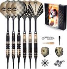 6x Dart Soft Tip Darts Set 16g Brass Darts 12 Flight 50 Plastic Dart Tips 1 Tool