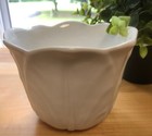 Vintage White Ceramic Tulip Plant Pot Made In Italy 5  X 4  Scalloped Edge
