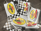 Vtg Pennzoil Car Vinyl Station Flag Banner Sign Racing Indy 500 Nascar Free Ship
