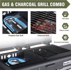 2-in-1 Gas Charcoal Bbq Griddle Dual Lids Side Storage Shelves Outdoor