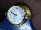 Vintage Taiwan Quartz Nautical Porthole Ship Clock  Brass   Wood