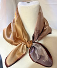 New 21 Inch Small Square Brown  Grey And White Floral 100  Silk - Ss 1009