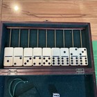 The Bombay Company Vintage 1995 Simple Nine Domino Game Wooden Box Complete