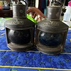 Vtg Brass copper Starboard   Port Signal Lanterns Original Red   Blue Glass  rep