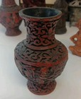Lot Vintage Oriental Asian Statues Buddha Horse Wood Bird Vases Cinnabar 