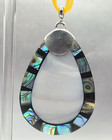 Vintage Lee Sands 925 Sterling Silver   Mother Of Pearl Tear Drop Pendant