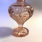 Art Deco Pressed Glass Pedestal Perfume 1940 s Pink - 10 h W stopper Vtg 1940 s