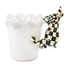 Mackenzie Childs Funny Bunny Pot Climber Courtly Check Golden Ears Figurine