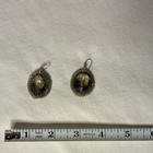 Silver Tone Oval Gray Crystal Dangle drop Earrings Bezel Set Hook Closure