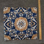 Euro Pillow Sham Square Blue Gold White Medallion Pattern Zip Closure