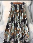 Plus 2x 20 Maxi Skirt Black Brown Green Tropical Leaves Palm Stretch Waist Flowy