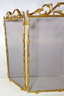 Vintage Brass French Rococo Style 3 Panel Fireplace Screen Spark Guard 30 5 Tall