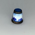 Sterling Silver   Enamel Thimble - Blue Farm Scene Windmill Stamped On Inside