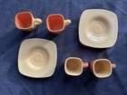 Vintage Gaunaurd Espresso Set 4 Cups 2 Saucers Orange yellow